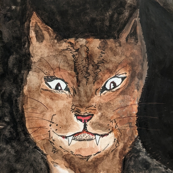 ORIGINAL HANDPAINTED WATERCOLOR "Mirror image" - Picture 2 of 8